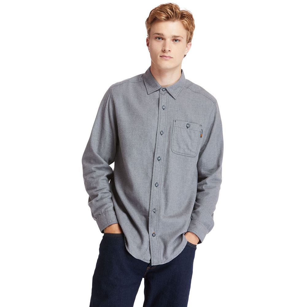 Camisa Timberland Hombre Pro® Woodfort Mid-Weight Flex Flannel Work Gris - Chile WQP-572934